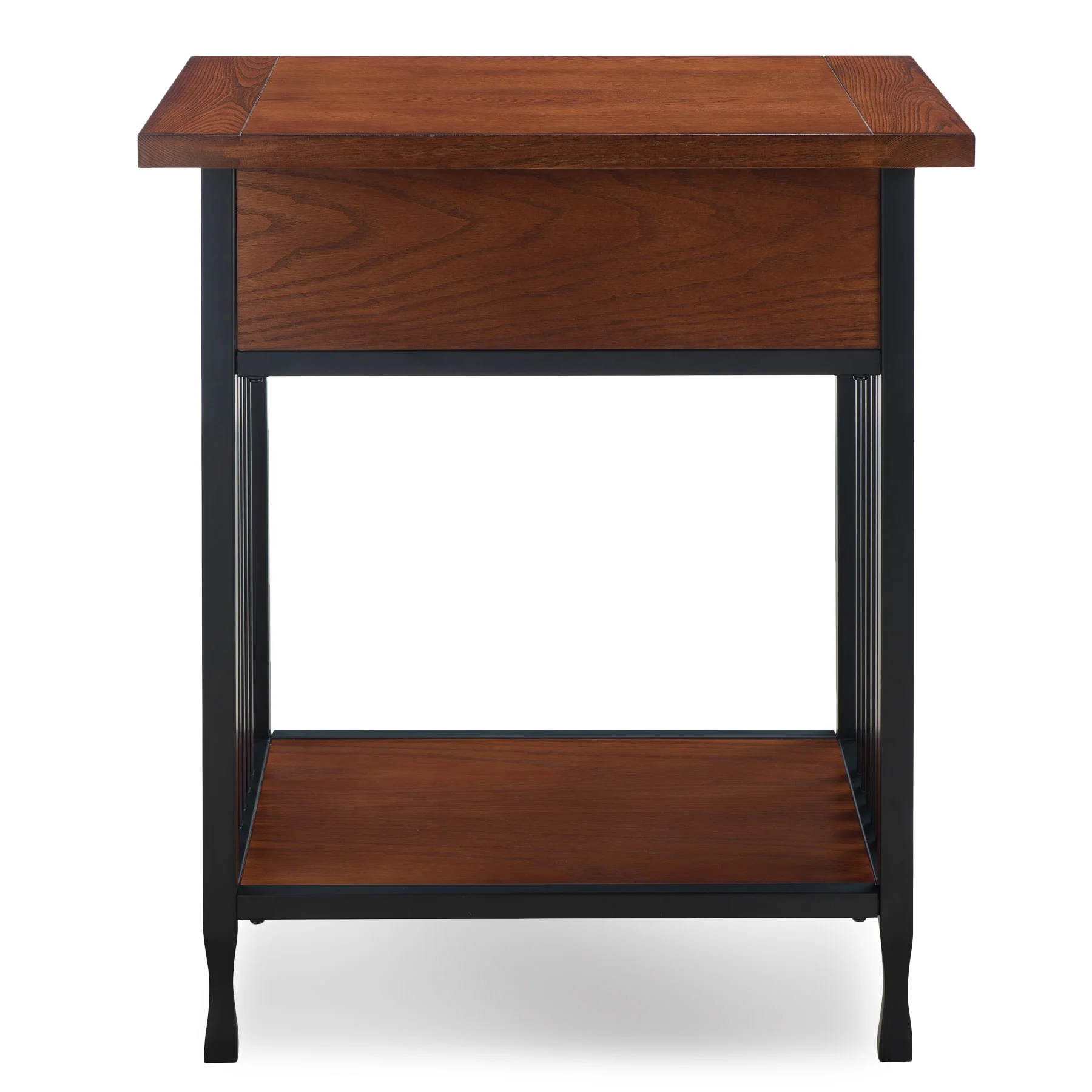 Leick Home 11222 Ironcraft Rustic One Drawer Nightstand, Mission Oak and Black Metal