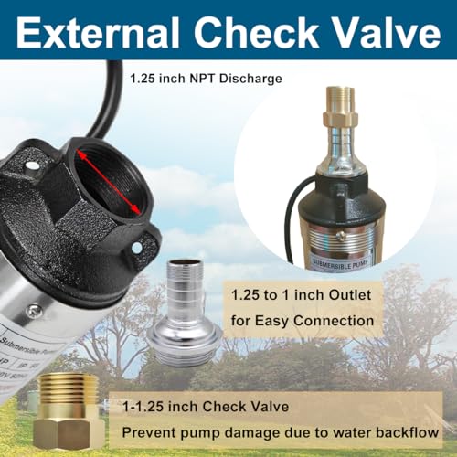 Deep Well Submersible Pump,1 hp, 115V, 60 Hz, 33 GPM, 207' Head, Stainless Steel, 4", 33 Feet Electric Cord, Long Life M#05
