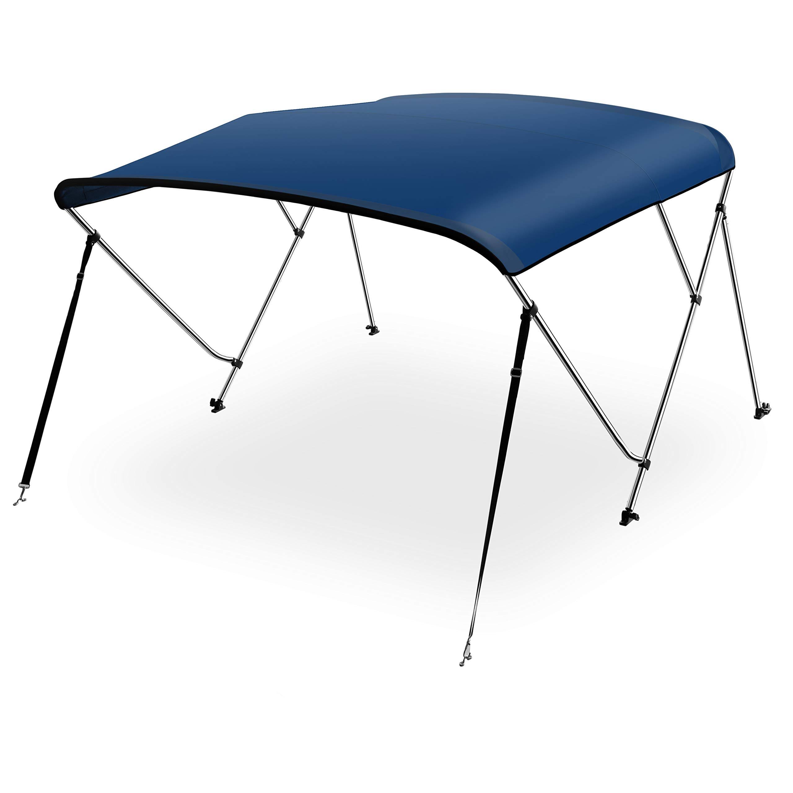 Serenelife 3 Bow Bimini Top - 2 Straps and 2 Rear Support Poles with Marine-Grade 600d Polyester Canvas (Navy Blue), Size: 3 Bow