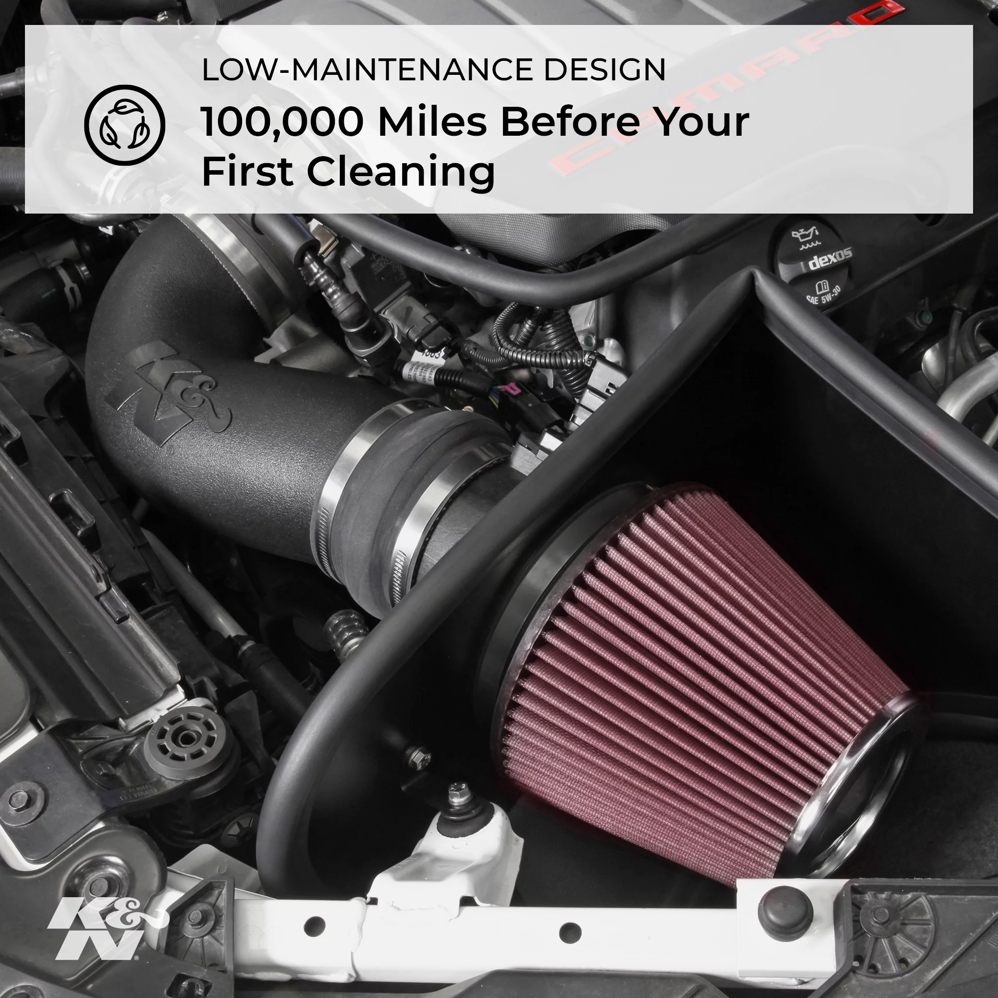 K&N Cold Air Intake Kit: High Performance, Guaranteed to Increase Horsepower: 2010-2011 Chevy Camaro, 3.6L V6, 69-4520TP