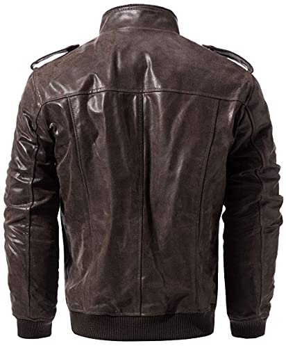 FLAVOR Men Biker retro Brown Leather Motorcycle Jacket Genuine Leather jacket