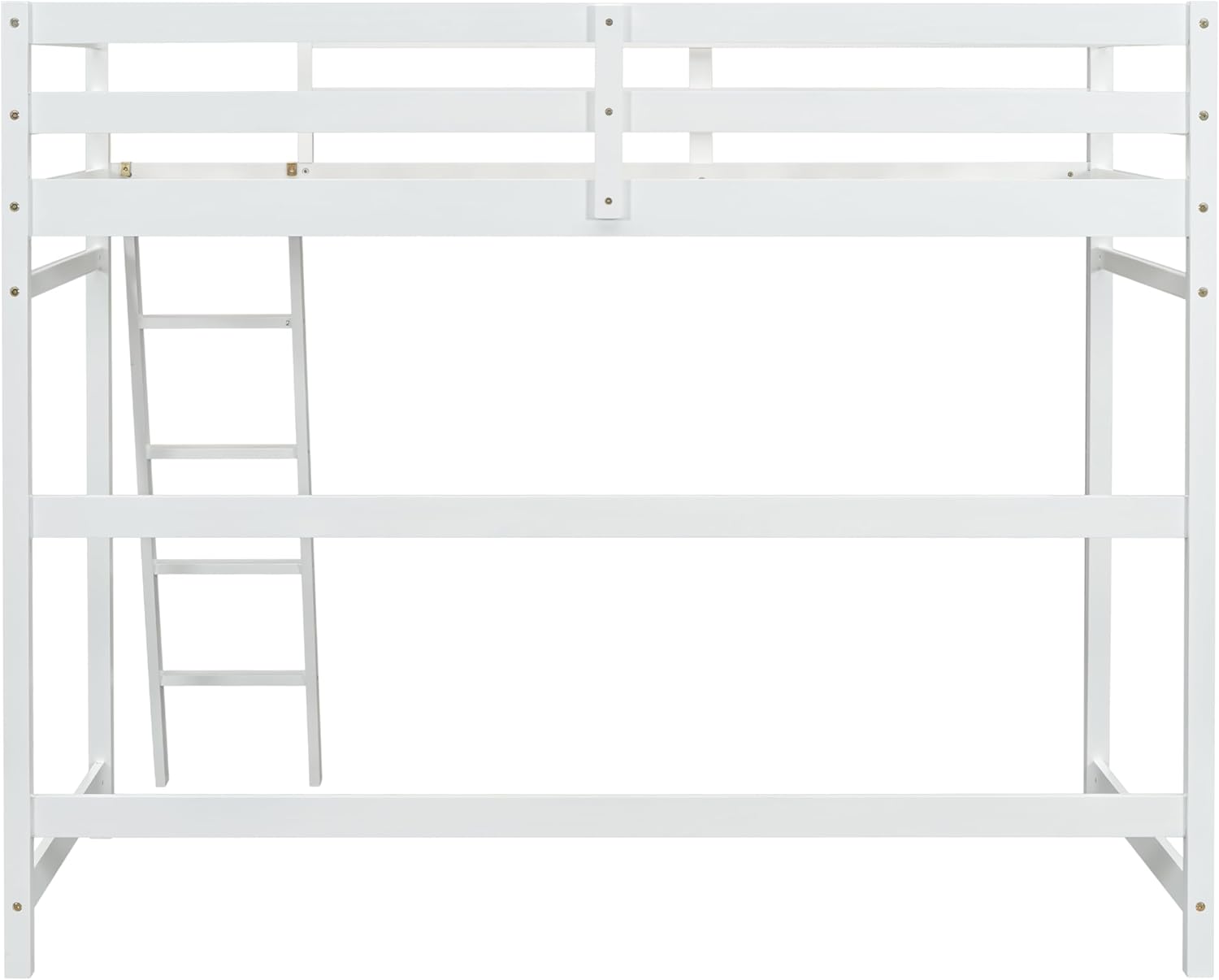 Twin Size High Loft Bed with Ladder Safety Guardrail,Wooden Loft Bed Frame for Kids/Teens,Space-Saving Design for Boys/Girls Bedroom,Easy Assemble,No Box Spring Needed,White