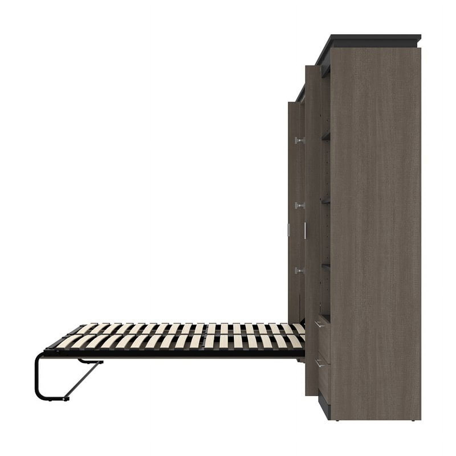 Atlin Designs 98" Full Murphy Bed and 2 Bookcases with Drawers in Bark Gray