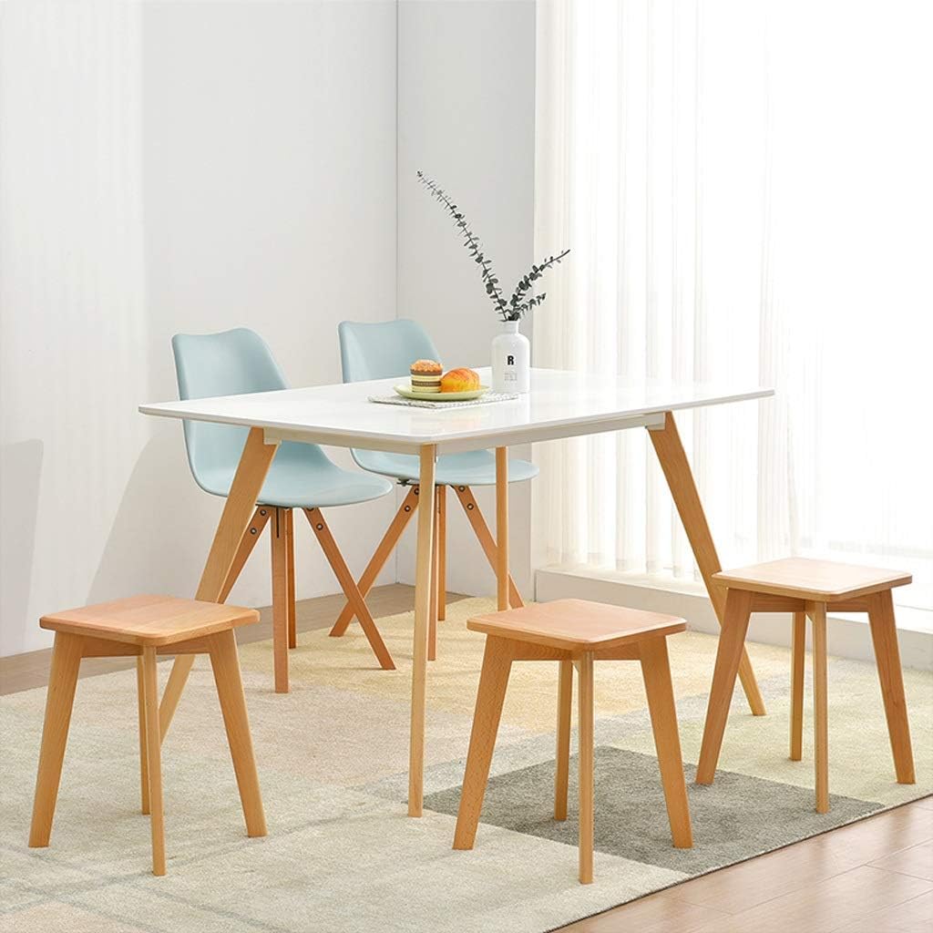 Footrest Stool/Foot Rest Simple Modern Living Room Dining Room Stool Fashion Makeup Stool, Solid Wood Square Stool, Two Colors Optional Footstool Step Stool (Color : Brown) (Linen)