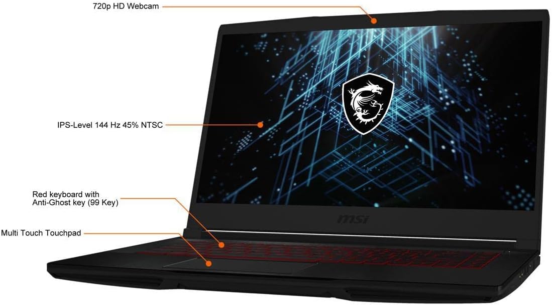 MSI 2022 GF63 15.6" Thin FHD 144Hz Gaming Laptop (Intel i5-11400H, 32GB RAM, 1TB PCle SSD, Geforce RTX 3050 4GB), 6-Core (Beat i7-10750H), Backlit, Webcam, IST Cable, Windows 11 Home