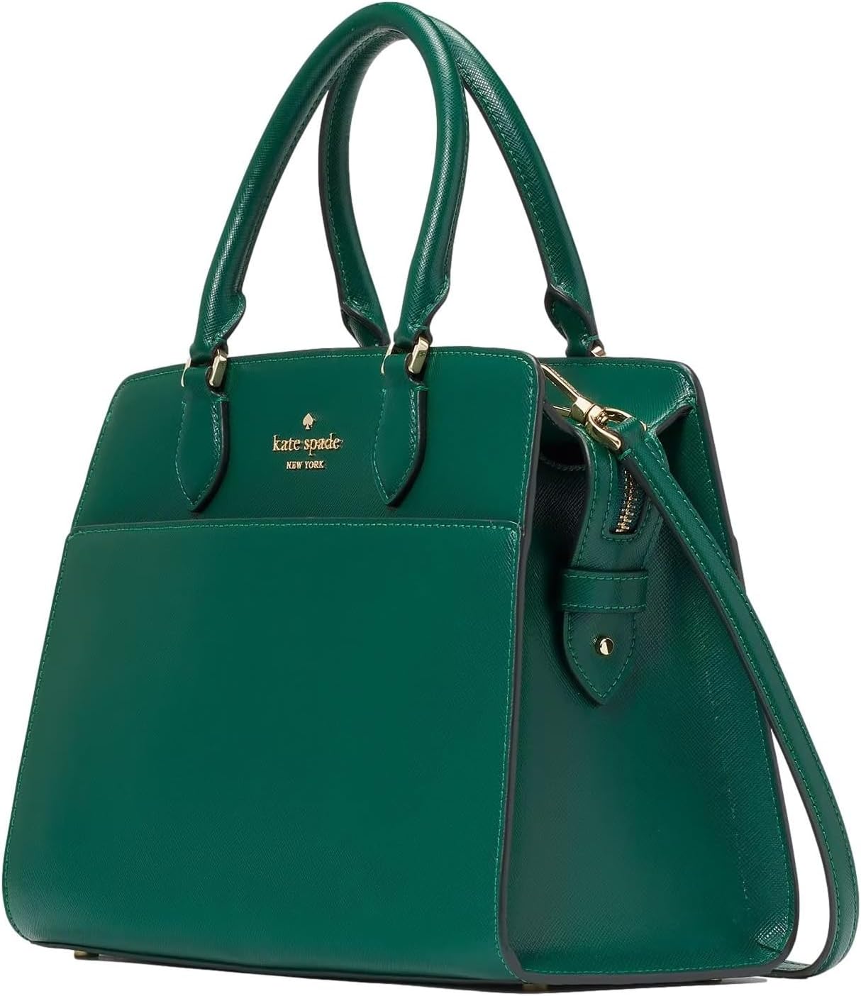 Kate Spade New York Women's Madison Saffiano Leather Medium Satchel Bag, Deep Jade