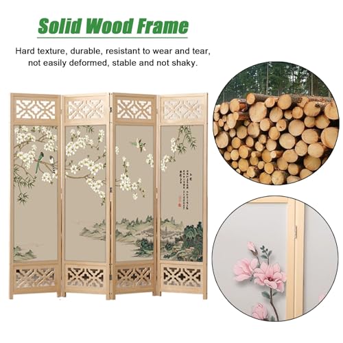 Room Dividers and Folding Privacy Screens 180 200cm Tall, Hotel Office Porch Teahouse Temporary Wall Fencing, 4-Panel Wooden Dressing Screen Separating, Standing Door Partition (Color : STYL