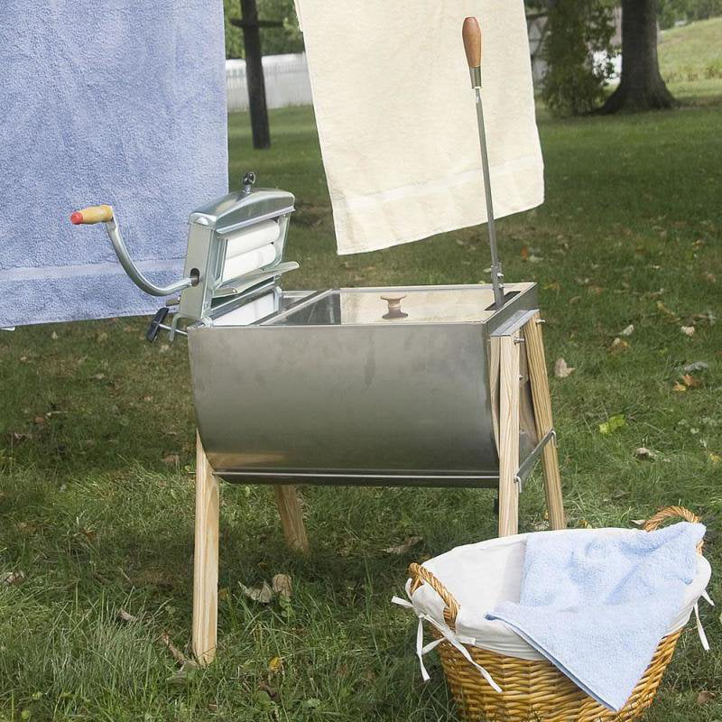 Lehman's Own Laundry Agitator Hand Washer Tub and Wringer with Wooden Legs, 15 Gallon