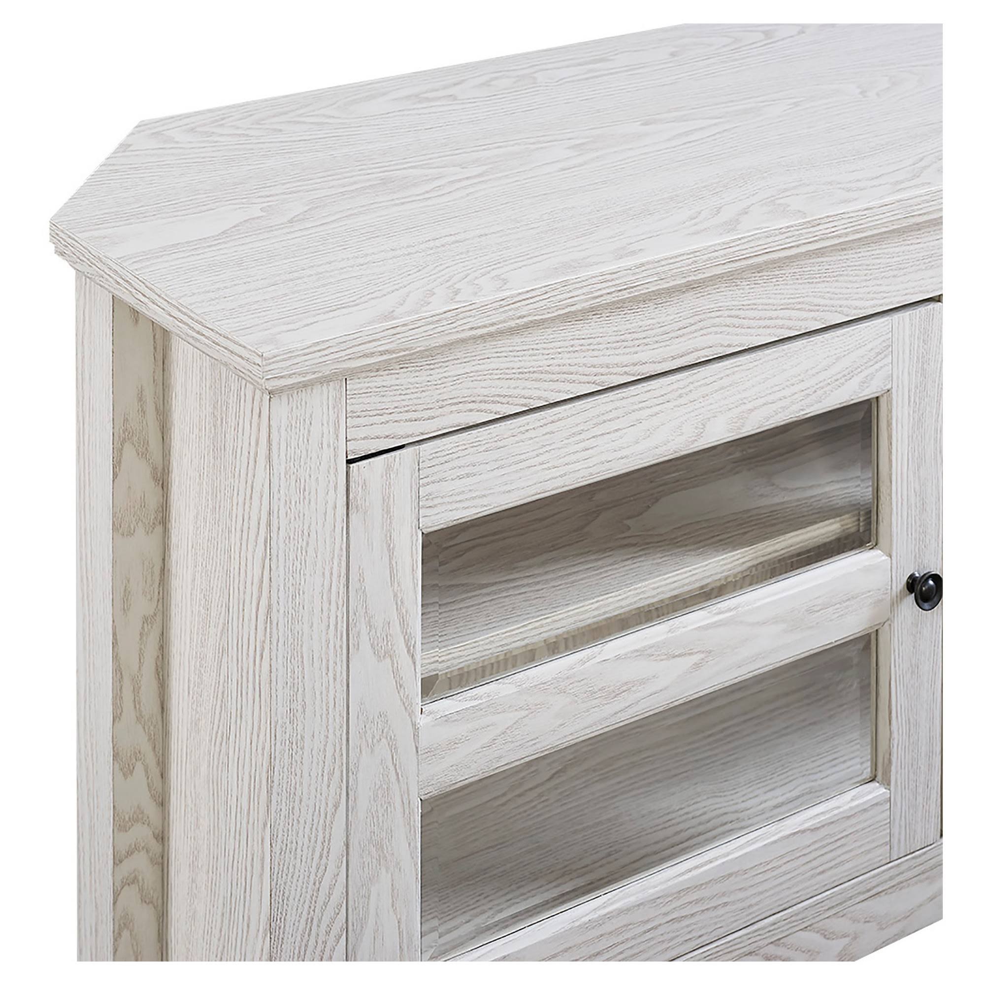 Wood Corner TV Media Stand Storage Console White Saracina Home