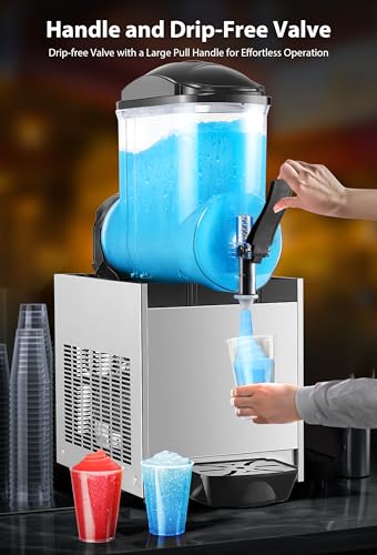 Commercial Slushie Machine, 2 Tanks 24L Frozen Drink Margarita Machine Smoothie Slushy Maker Stainless Steel 120V/60HZ for Restaurant Bar Party