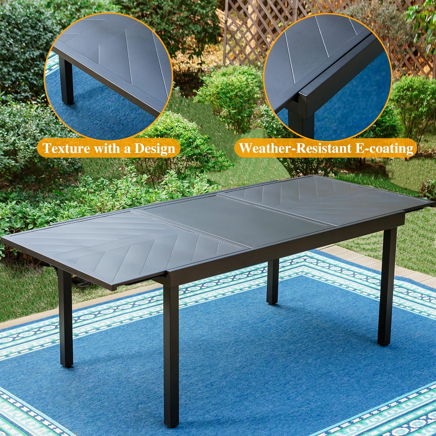 Sophia & William Patio Furniture Set Outdoor Dining Set 7 Pieces Outdoor Table and Chairs 6 C Spring Motion Chairs High Back, Expandable 6-8 Person Table for Lawn Garden Backyard Support 350lbs