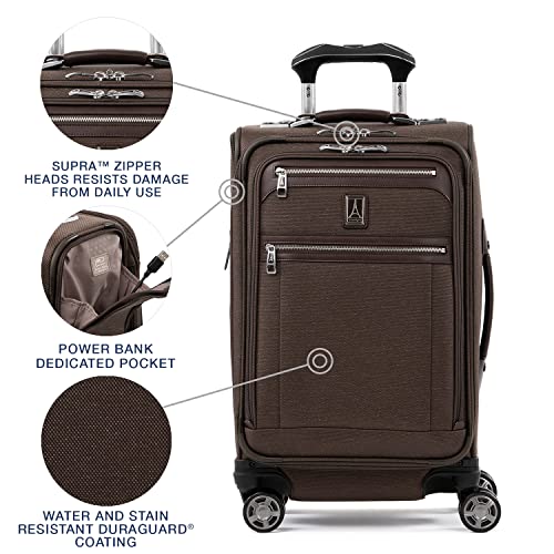 Travelpro Platinum Elite Softside Expandable Carry on Luggage, 8 Wheel Spinner Suitcase, USB Port, Suiter, Men and Women, Bordeaux Red, Carry On 21-Inch