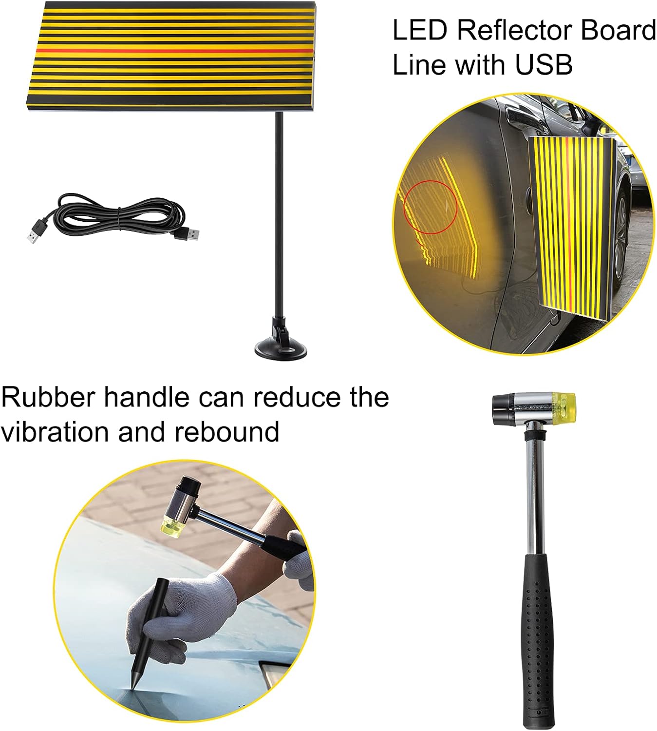 VEVOR Dent Removal Tool, 89 Pcs Paintless Dent Repair Tools, Led Baffle Board Car Dent Repair Kit, Glue Puller Tabs Dent Puller Kit for Auto Dent Removal, Minor Dents, Door Dings And Hail Damage