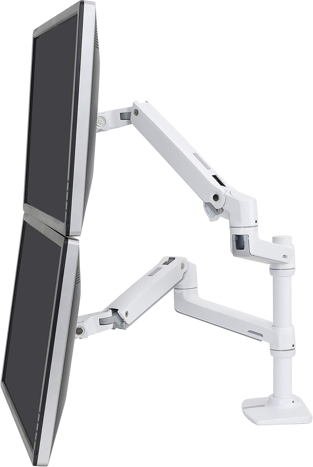 Ergotron – LX Vertical Stacking Dual Monitor Arm, VESA Desk Mount – for 2 Monitors Up to 24 Inches, 7 to 20 lbs Each – Polished Aluminum