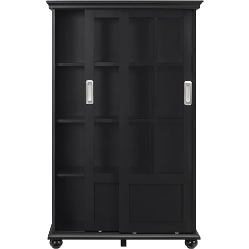 Ameriwood Home Aaron Lane Bookcase with Sliding Glass Doors, Red