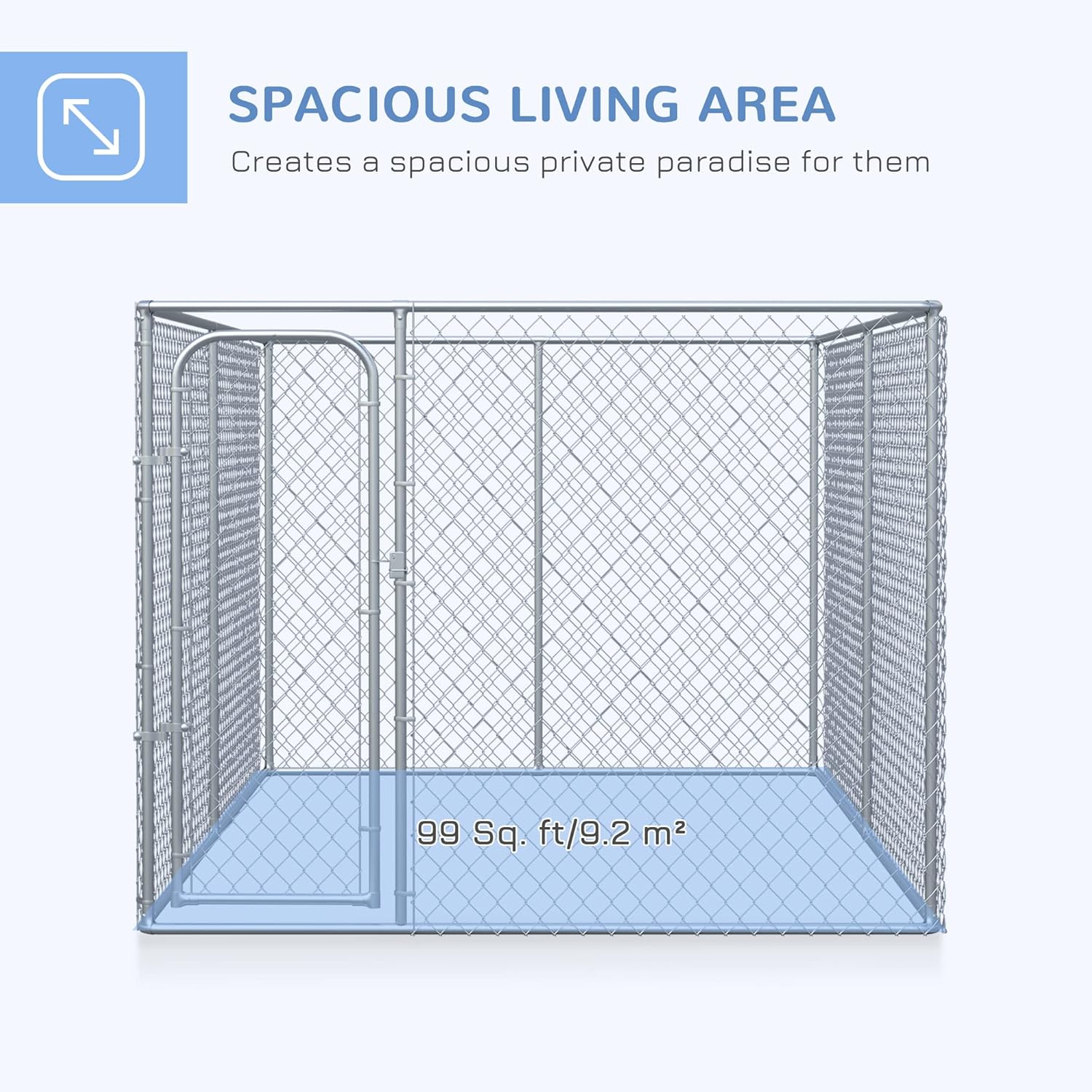 PawHut Large Dog Kennel Outside, Heavy Duty Dog Cage, Outdoor Fence Dog Run with Galvanized Chain Link, Secure Lock, 13.1' x 7.5' x 6'