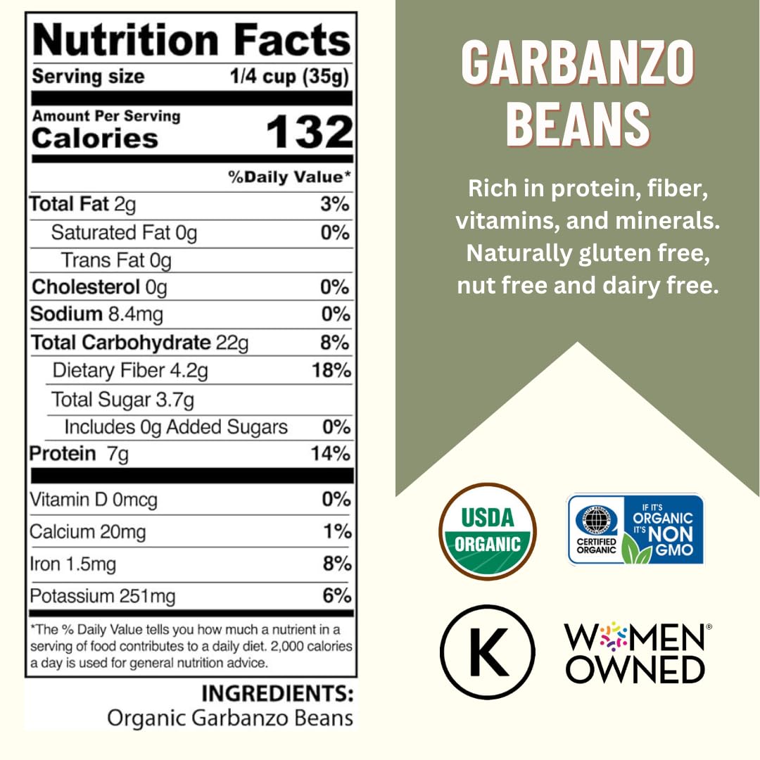 Mountain High Organics - 40 lb Bucket, Certified Organic Dried Garbanzo Beans, Bulk, Non GMO, Vegan, Sproutable Dried Chickpeas, Plant Based Protein