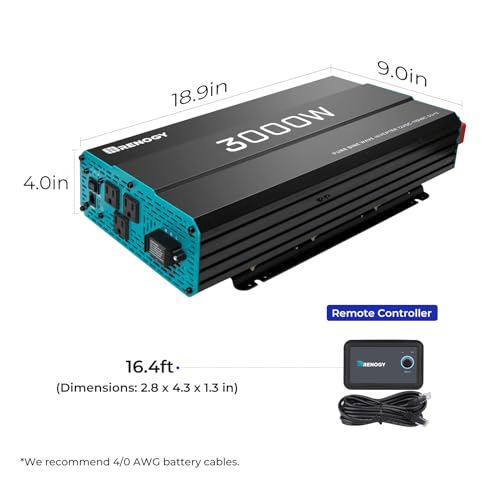 Renogy Pure Sine Wave Inverter 12V DC to 120V AC Converter for Home, RV, Truck, Off-Grid Solar Power Inverter 12V to 110V