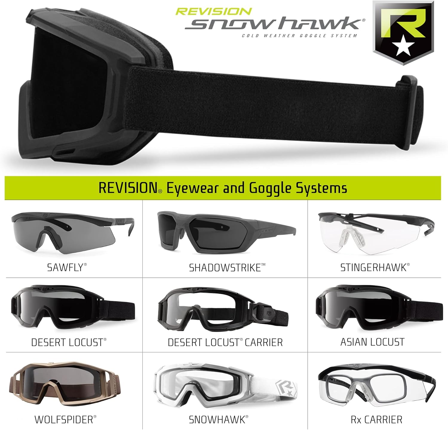 Revision Military Snowhawk Basic Goggle System - Clear, Black, One Size - Anti Fog Eye Protection Military Goggles