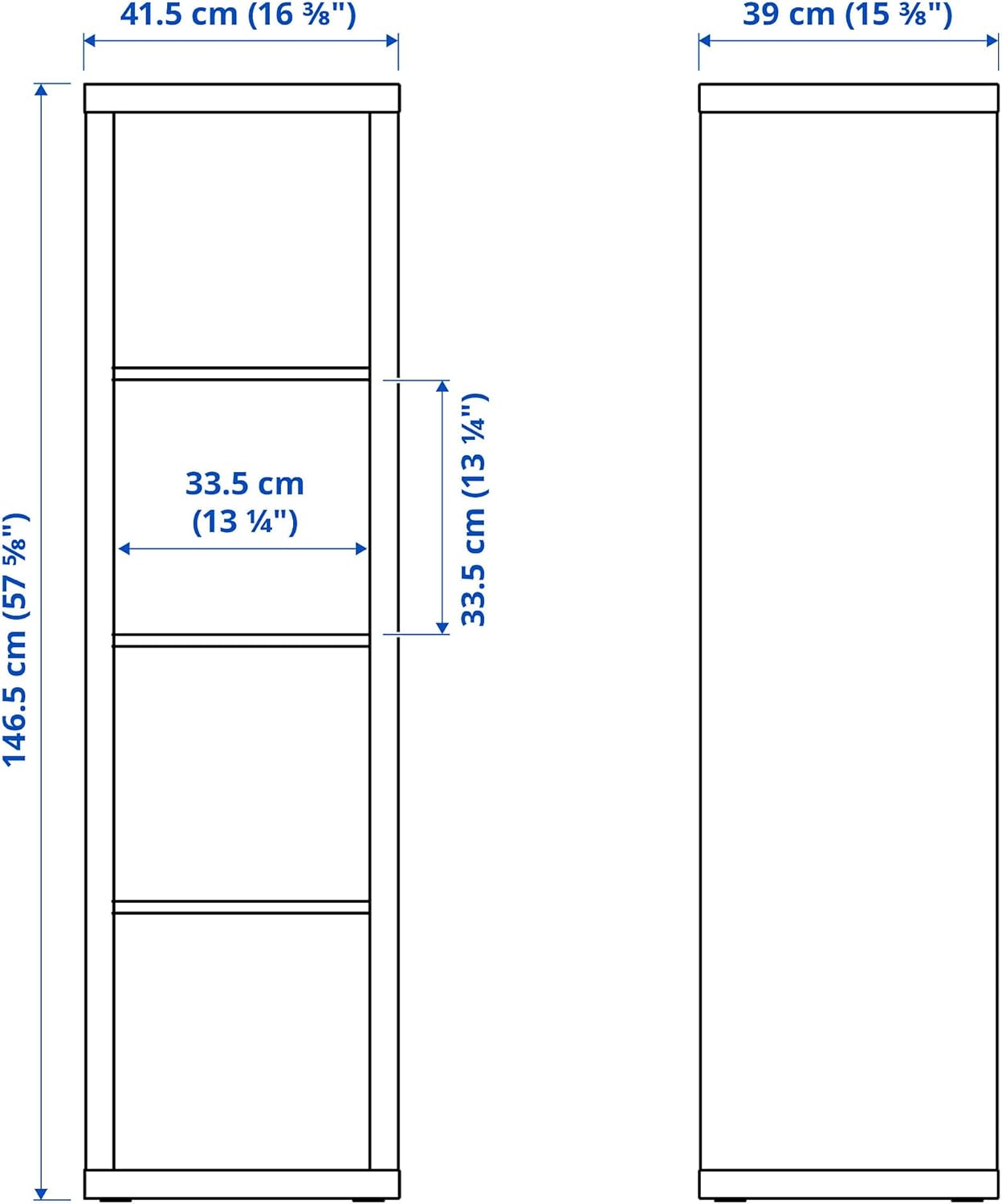 IKEA KALLAX shelving unit white stained oak effect (42x39x147 cm) 4 shelf