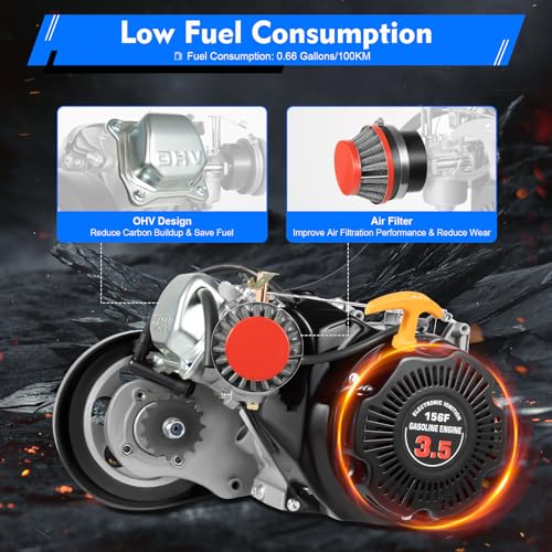 100cc 4-Strok Bicycle Engine Kit,Single Cylinder Gas Motorized Motor Bike Modified Engine Scooter,3600rpm Bike DIY Modified Engine Kit (Chain)