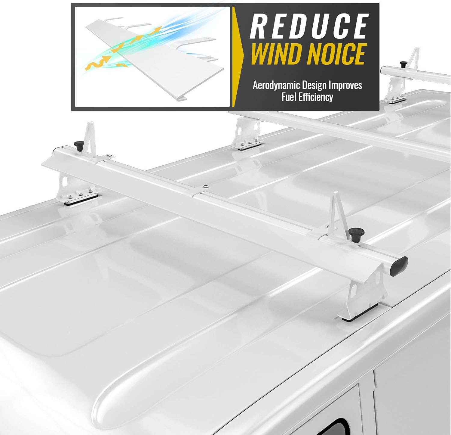 AA-Racks Aluminum 69" Ladder Rack Wind Deflector,Van Rack Accessory for Model AX302 Series White