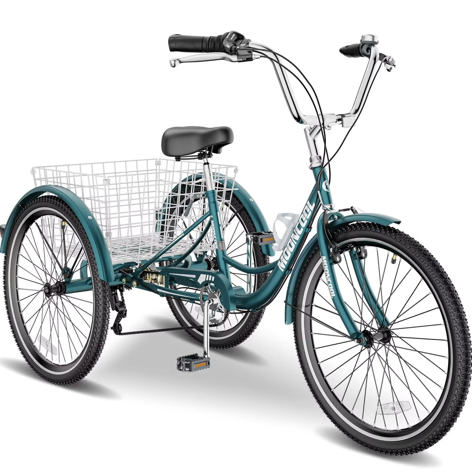 FICISOG 26 Adult Tricycle, 3 Wheel 7 Speed Bikes,450lbs Capacity Cruise Trike with Shopping Basket