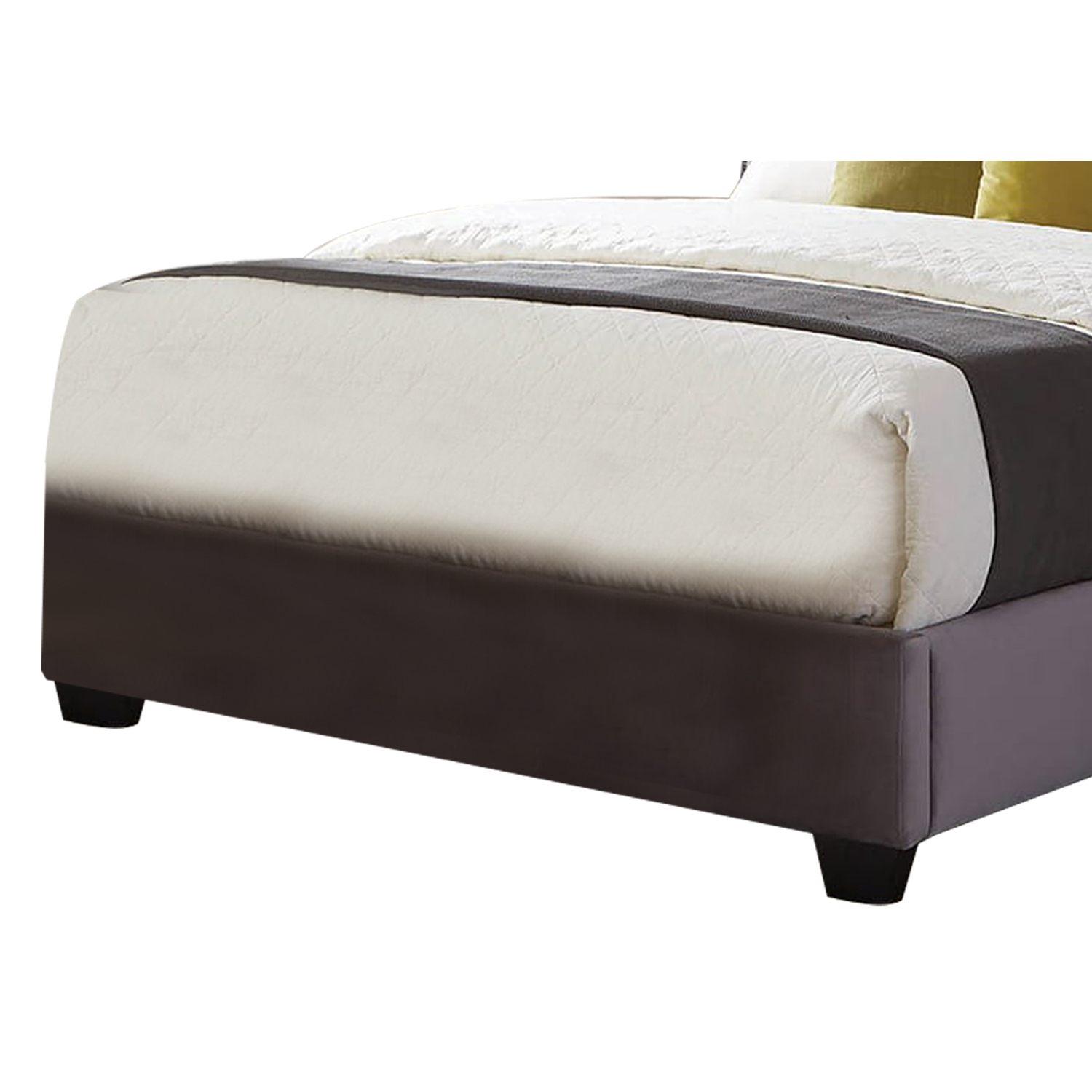 Benjara Fabric Upholstered Wooden California King Size Bed with Winged Headboard, Gray