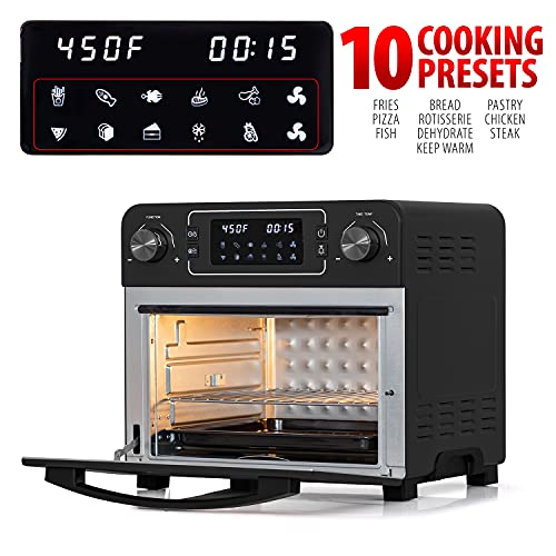 Deco Chef 24 QT Countertop 1700 Watt Toaster Oven with Built-in Air Fryer and Included Rotisserie Assembly, Grill Rack, Frying Basket, and Baking Pan