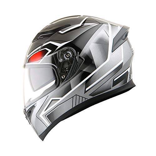 1Storm Motorcycle Full Face Dual Visor Helmet Bundle with Spoiler and Motorcycle Bluetooth Headset: HJK316 Matt Black