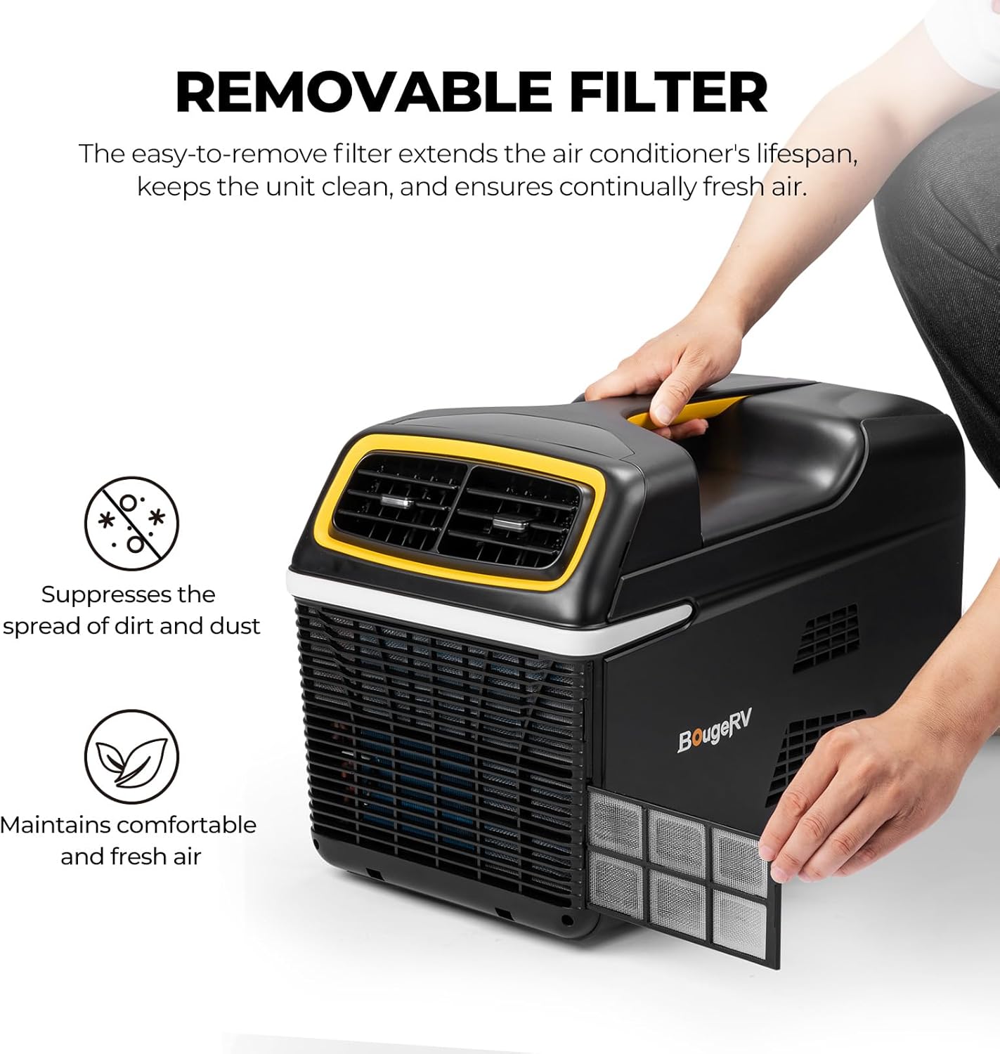 BougeRV Portable Air Conditioner, 4000BTU Tent Air Conditioner, Low Power Consumption, Camping Air Conditioner for Van Life,Tent, Outdoor