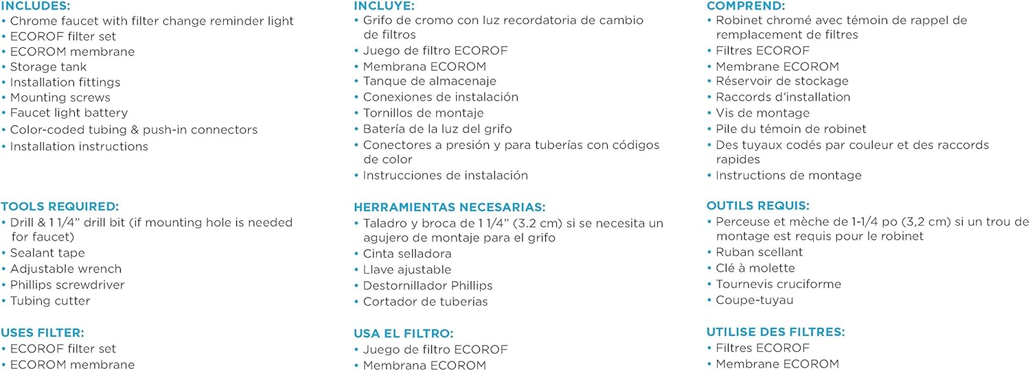EcoPure Purifier Filtration System (ECOP40) | NSF Certified | Safe Drinking Water Right from Your Kitchen Sink, White