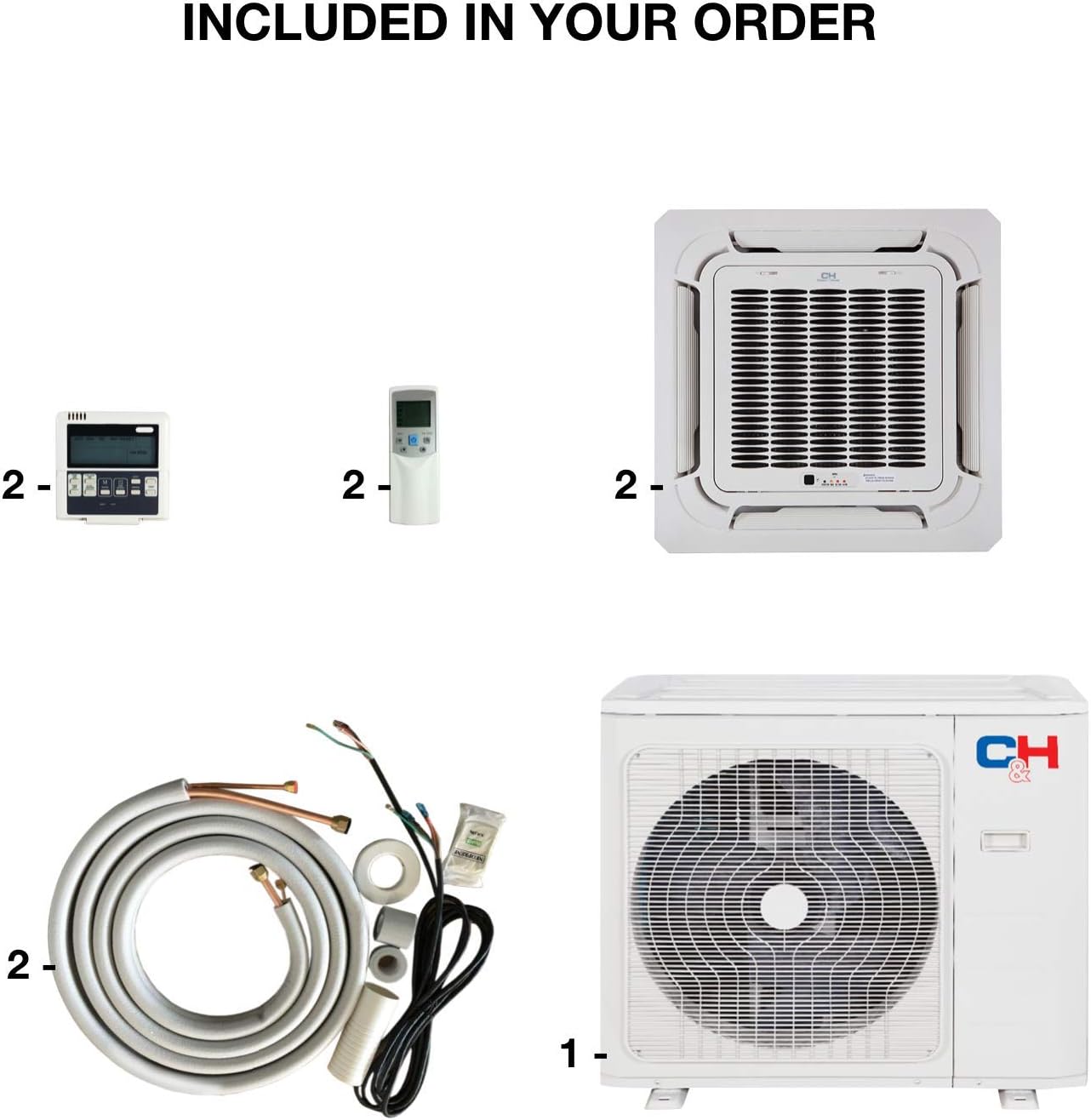 Dual 2 Zone 18000 18000 Ductless Mini Split Ceiling Cassette Air Conditioner Heat Pump Multi Sophia Series…