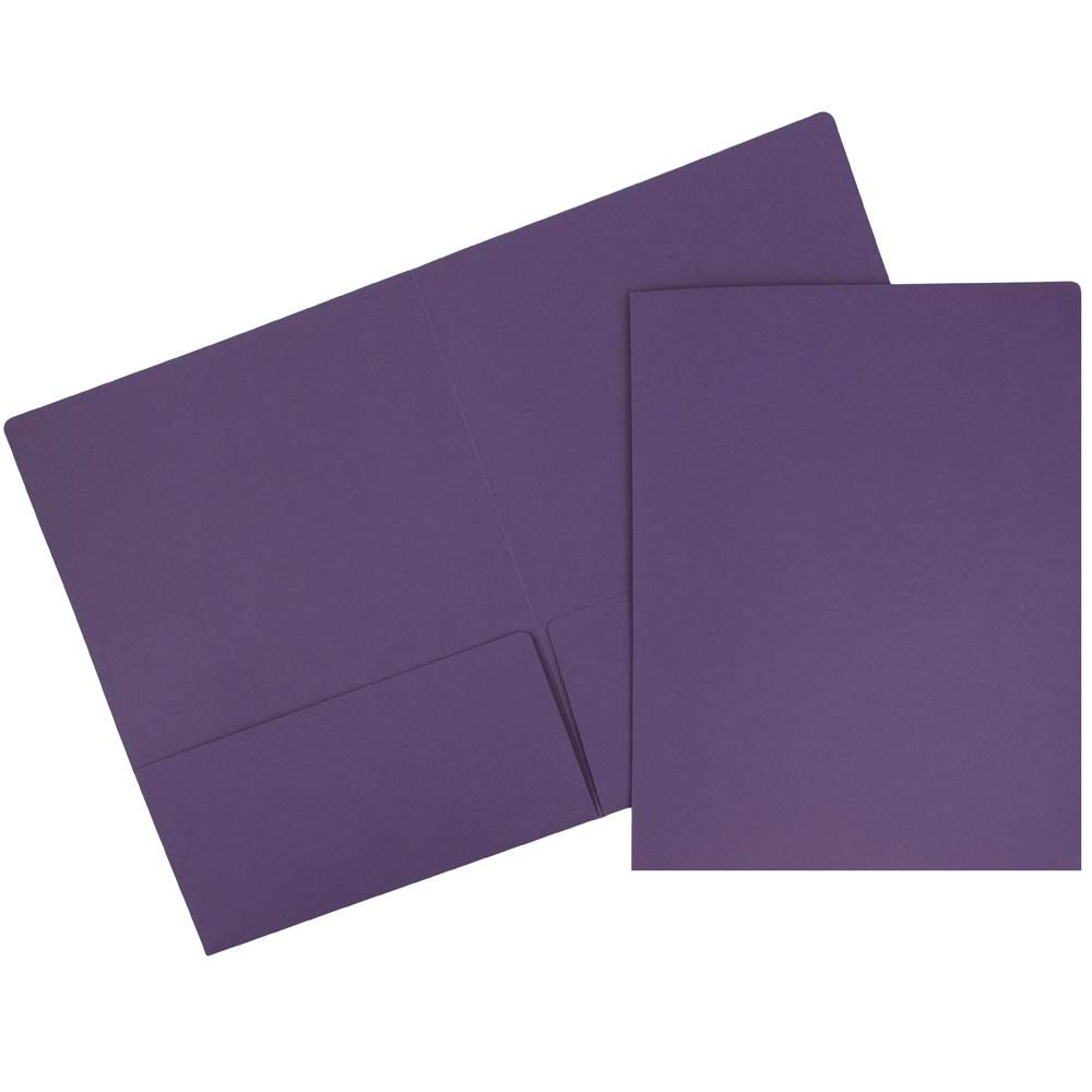 Jam Matte Two Pocket Folders, Dark Purple, 50/Pack, Size: 9 x 12