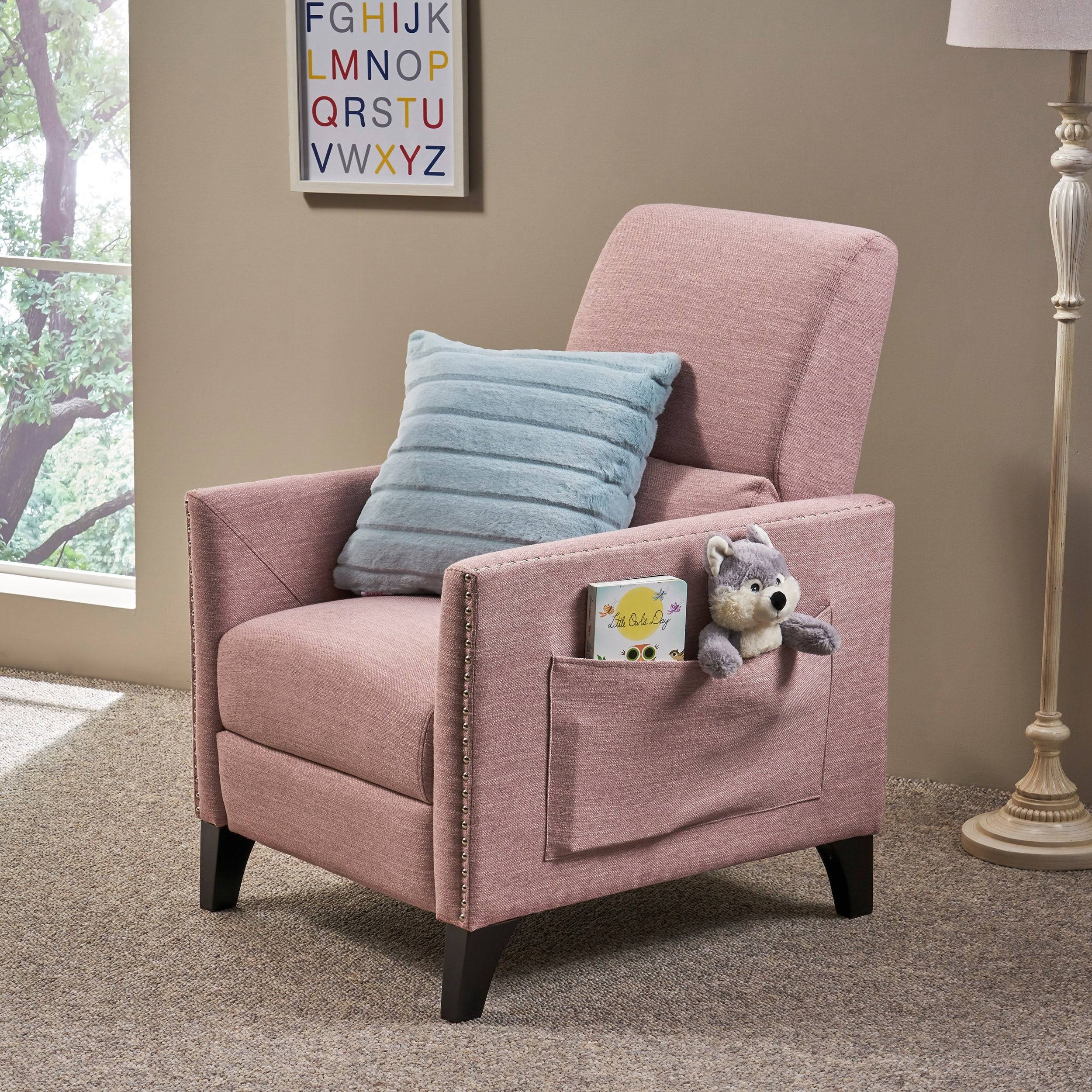 Alscot Contemporary Fabric Push Back Recliner by Christopher Knight Home - Light Blush