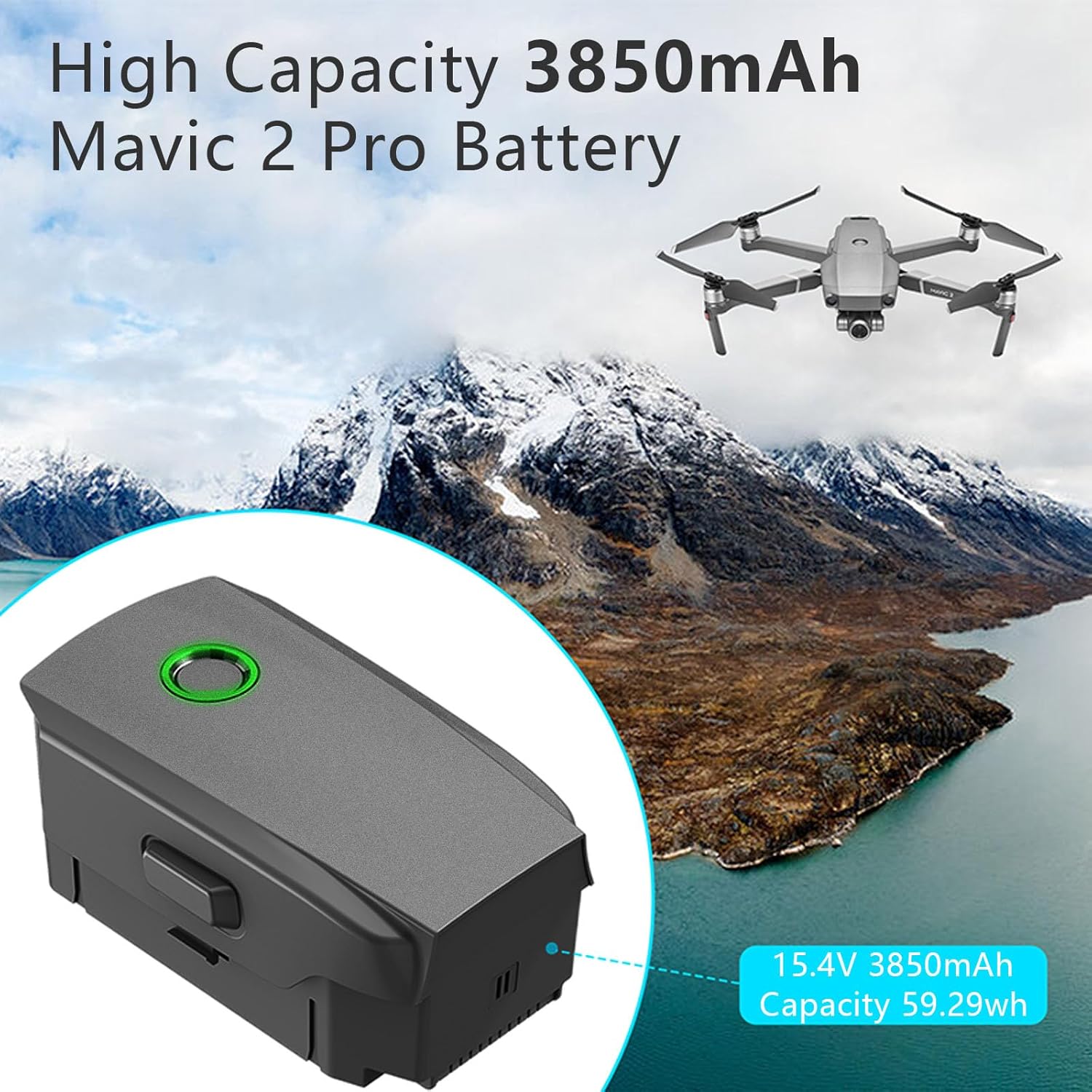 Mavic 2 Pro Battery, 3850mAh 15.4V Intelligent Flight Battery for DJI Mavic 2 Pro, 30Mins Max Flight Time Battery for DJI Mavic 2 Zoom Drone