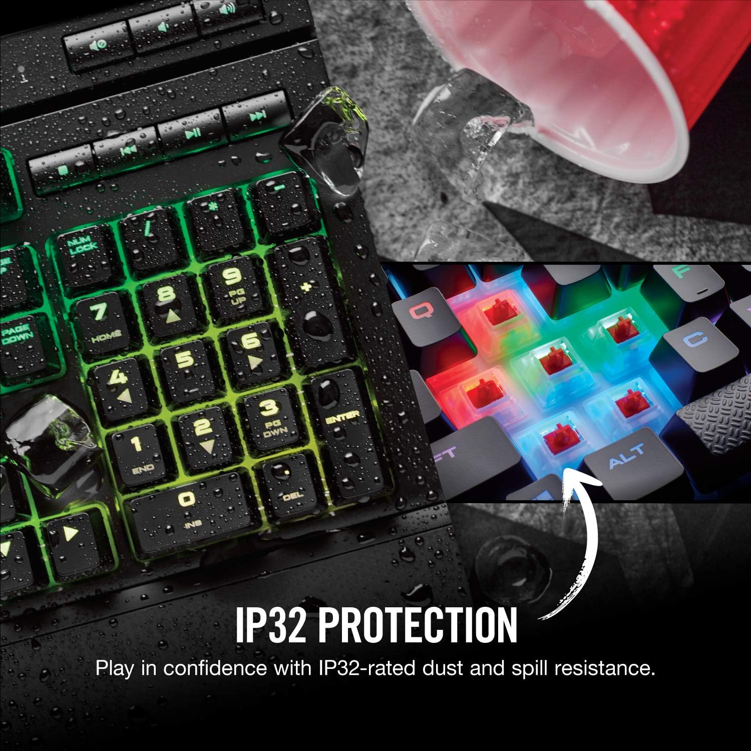 CORSAIR - K68 RGB Mechanical Gaming Keyboard RGB Backlit Cherry MX Red Switch - Black