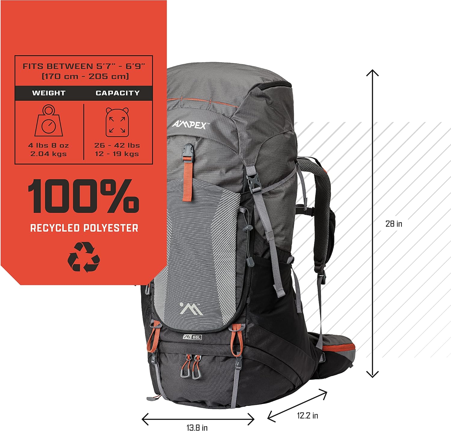 LIHONG Hiking Backpack | Camping Essentials Lightweight Backpack for Men & Women, for Backpacking, Camping, and More (65 Liter)
