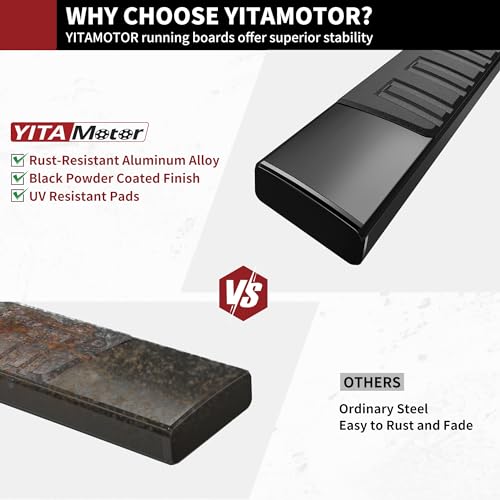 YITAMOTOR 6 inches Running Boards Compatible with 2019-2024 Chevy Silverado/GMC Sierra 1500 Double Cab, 2020-2024 Silverado Sierra 2500HD/3500HD Side Step Nerf Bars Side Bars (Exclude 2019 LD/Limited)