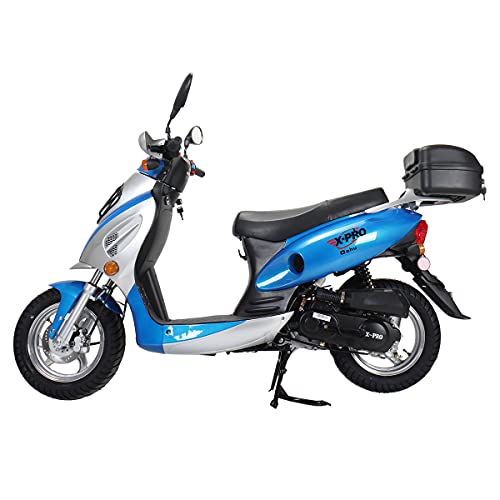 X-PRO Oahu 50cc Moped with 10" Aluminum Wheels, Rear Trunk! Electric/Kick Start! Large Headlight! (Red)