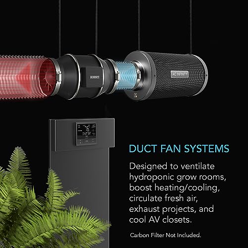 AC Infinity CLOUDLINE PRO 12, Quiet 12" Inline Duct Fan with Controller – EC Motor Ventilation Exhaust Fan for Heating Cooling Booster, Grow Tents, Hydroponics