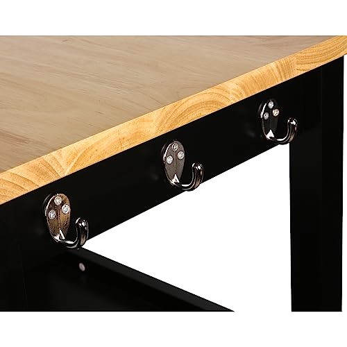 eHemco Kitchen Island Cart Natural Butcher Block Bamboo Top with White or Black Base