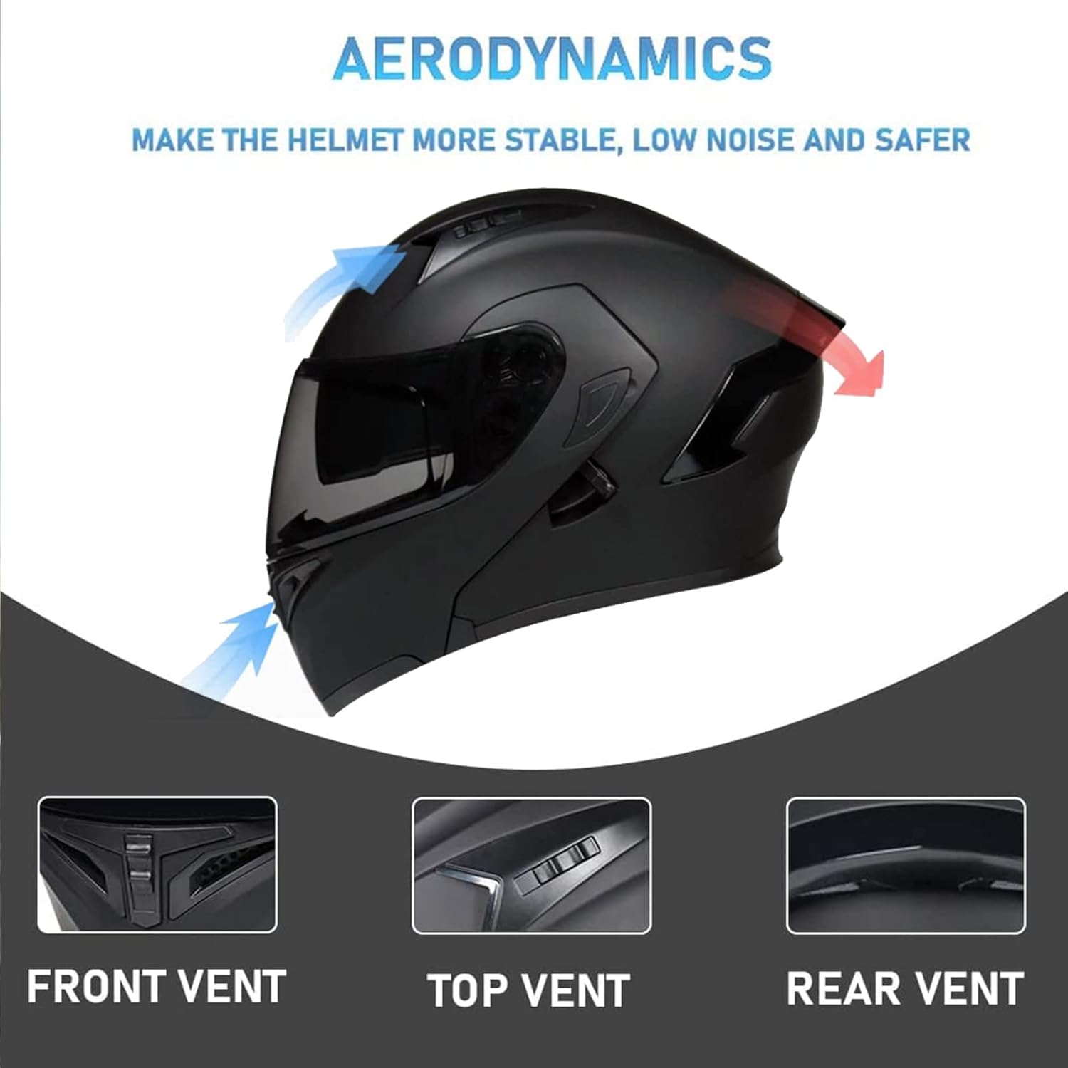Full Face Motorcycle DOT Helmets Flip Up Modular Dual Visor Motorcycle Helmets for Women Men Adult Street Bike Touring Racing Helmet for Cruiser Motorbike Moped ATV Scooter,Monster,M