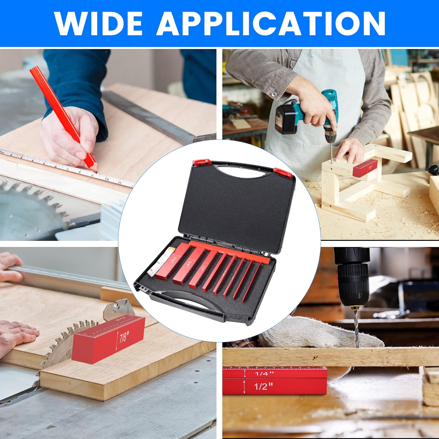 Setup Blocks Woodworking - Setup Blocks Height Gauge Set, 8pcs Precision Aluminum Setup Bars for Router and Table Saw Accessories Woodworking Set Up