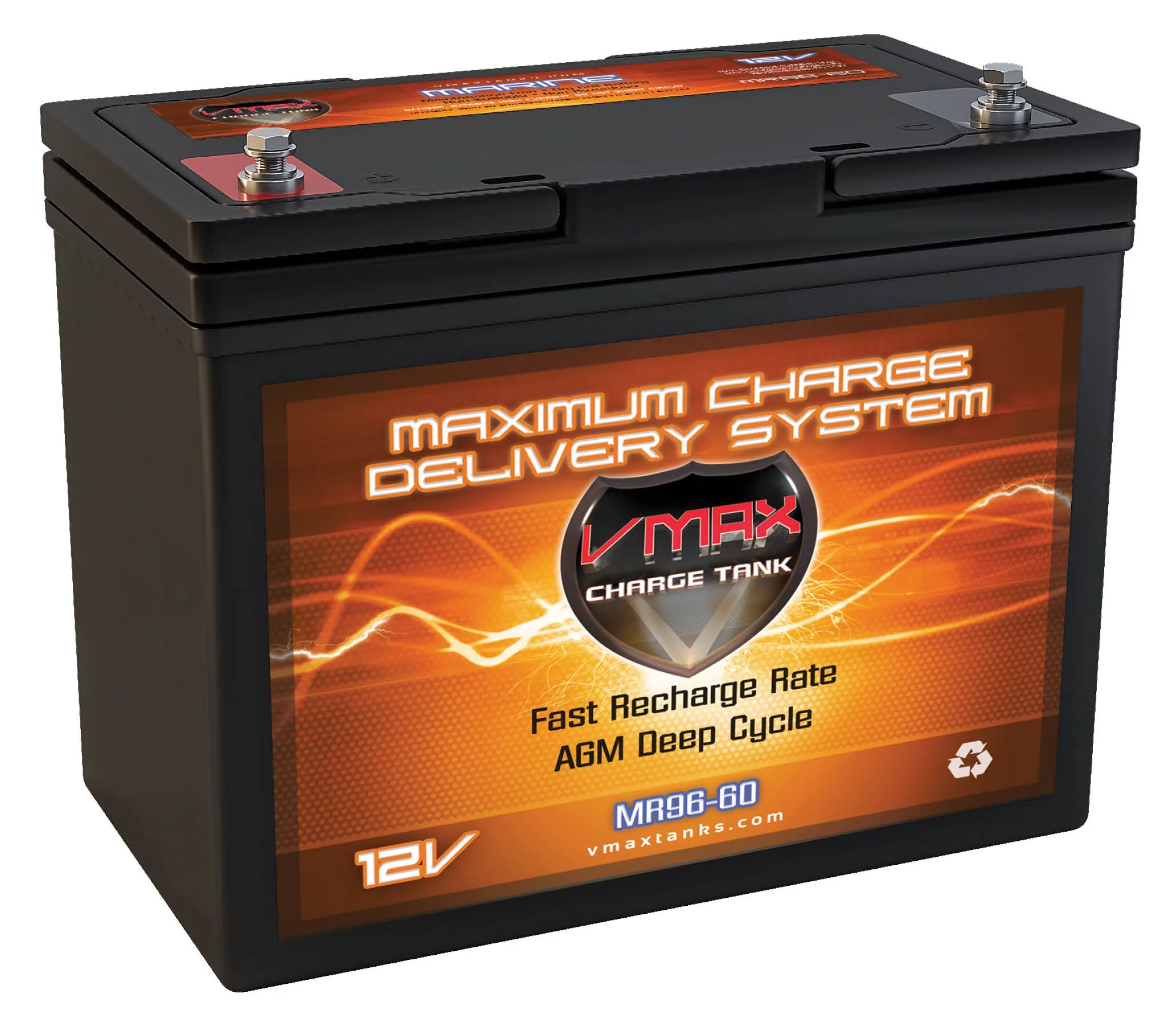 VMAX MR96-60 12V 60Ah AGM Deep Cycle Battery for Minn Kota Terrova 55 12v 55lb Trolling Motor - Curated Treasures Market