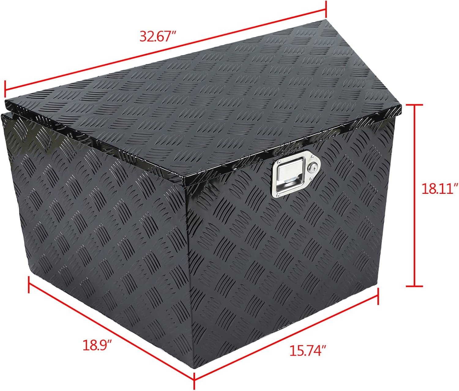 18X17X17.75 Black Aluminum 5 Bar Tread Tool Box Truck Car Outdoor Trailer Pickup Underbody Toolbox,RV Storage Organizer，Underbed Tools Organizer W/Lock Latch w/Keys