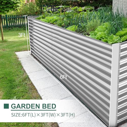 Land Guard 8x4x3ft Rectangular Galvanized Raised Garden Beds, 36" Tall Large-Capacity Metal Planter Box Outdoor, Durable Deep Raised Garden Bed, Raised Beds for Gardening Vegetables, Classic Silver