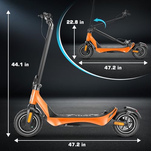 Caroma Electric Scooter, Peak 850W Powerful Motor, 30 Miles Long Range and 36 MPH Top Speed, Turn Signal & Cruise Control, Folding Electric Scooter Adults with Wide Pneumatic Wheel