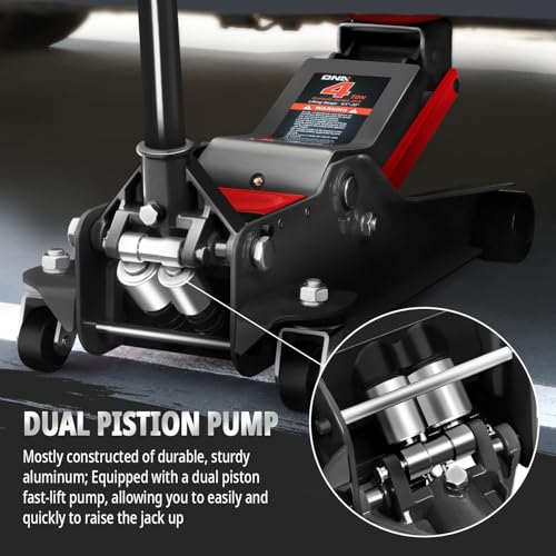 DNA MOTORING Floor Jack 3 Ton (6000 lbs) Capacity, Fast Lift Service Jack Low Profile Steel Heavy Duty Hydraulic Car Jack, Lifting Range 3"-20", Black, TOOLS-00475-BK
