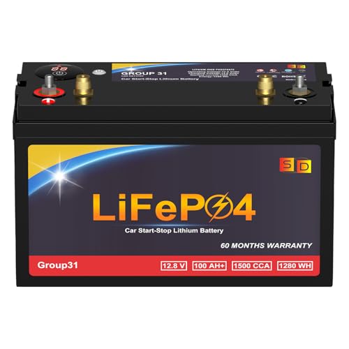 Lithium Car Battery Start and Stop, 12.8V 576WH Group 47 LiFePO4 Automotive Battery For Car, Starter Battery Plus Deep Cycle Performance, 36 Months Warranty